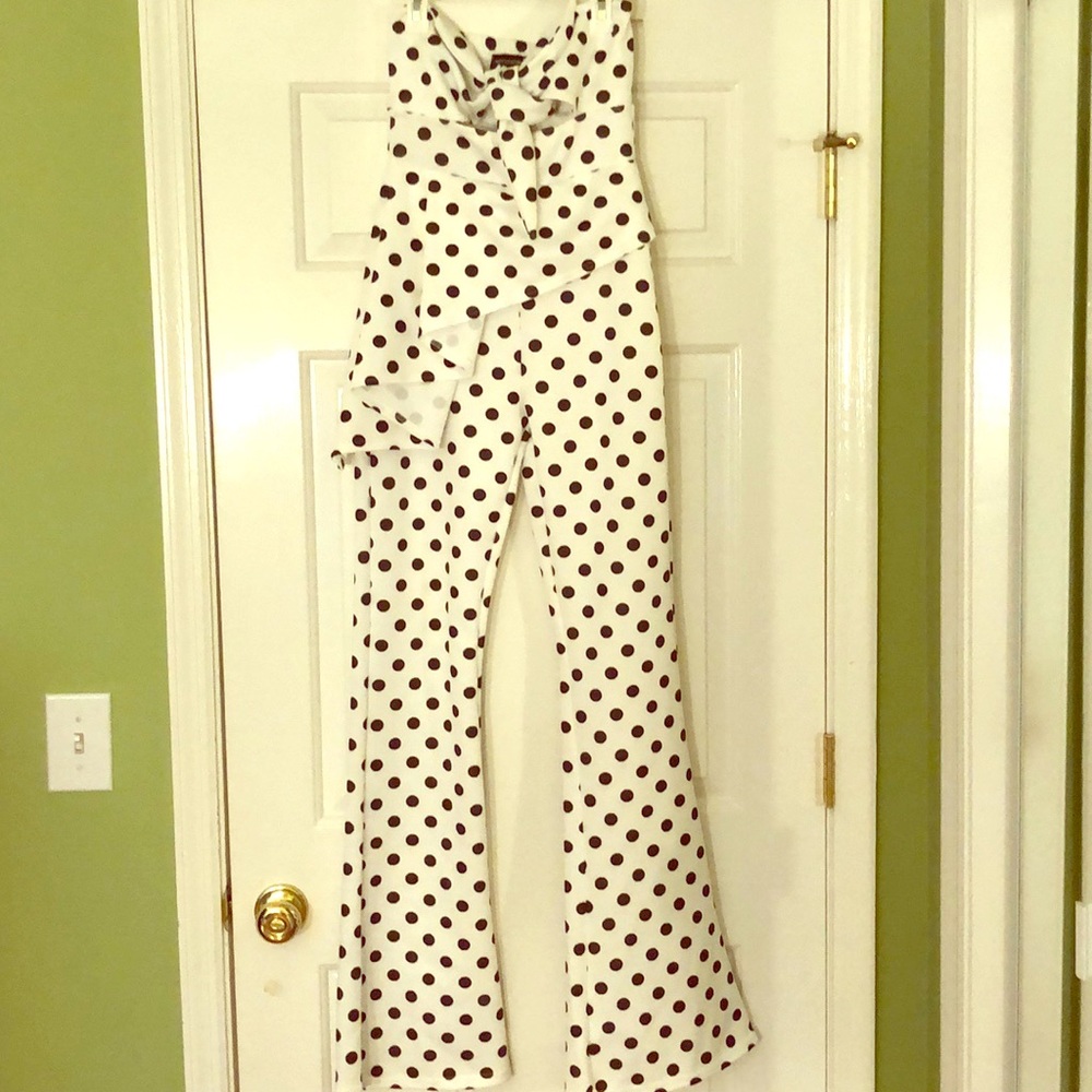 Strapless polka-dot jumpsuit